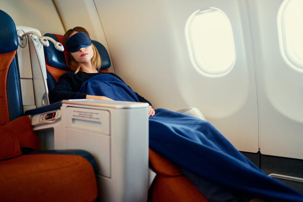 Sleeping in airplane seat