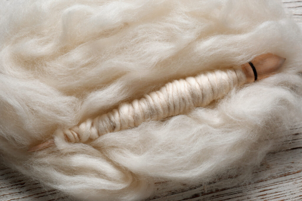 Wool fiber and spool