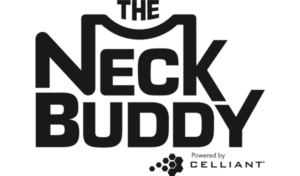 The Neck Buddy brand logo. Tagline: Powered by Celliant