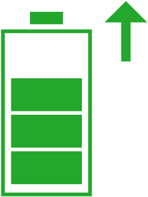 Icon of a battery charging to symbolize recovery